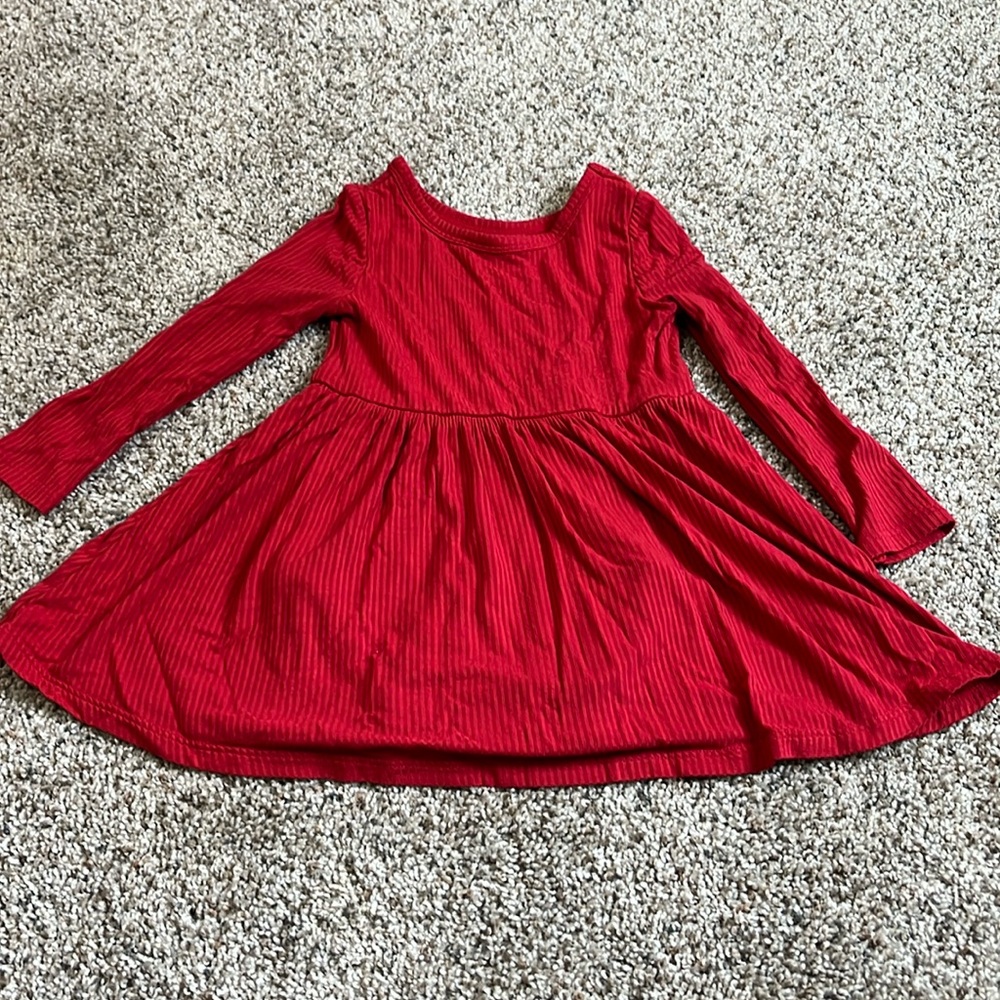 Play Little Sleepies Red Ribbed Twirl Dress with Bodysuit